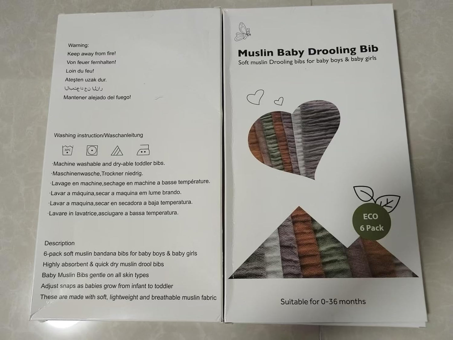 Kewlife gift 6 Stuks Baby Slabbetjes Mousseline katoenen driehoekige halsdoekjes voor baby’s, verstelbaar voor jongens en meisjes.
