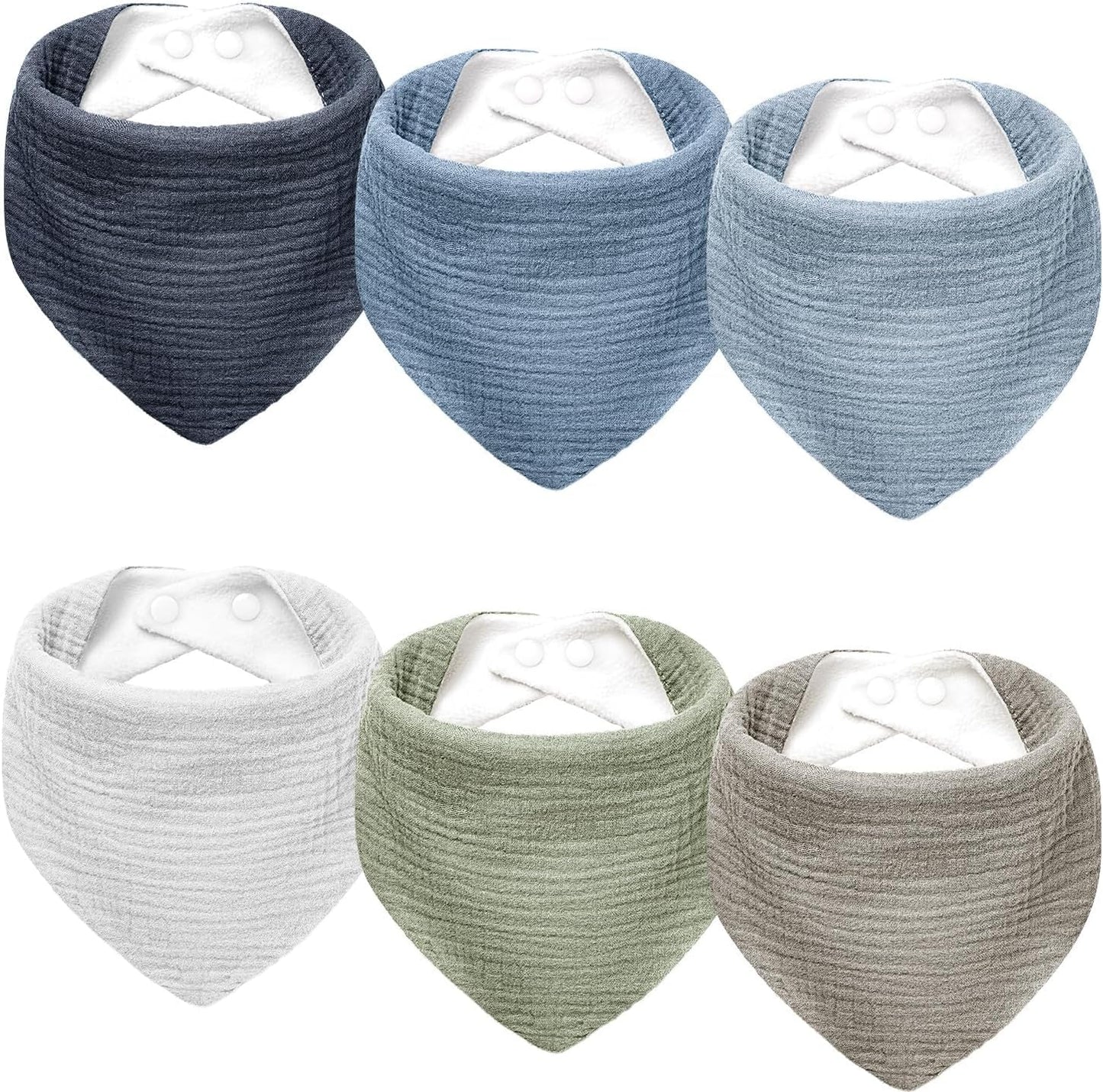 Kewlife gift 6 Stuks Baby Slabbetjes Mousseline katoenen driehoekige halsdoekjes voor baby’s, verstelbaar voor jongens en meisjes.