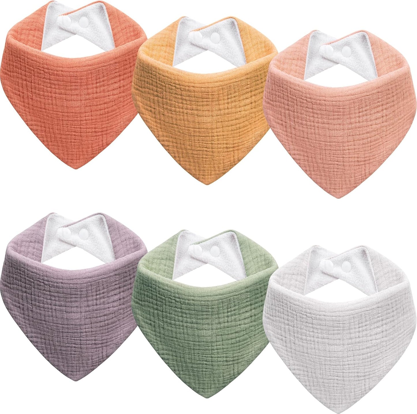 Kewlife gift 6 Stuks Baby Slabbetjes Mousseline katoenen driehoekige halsdoekjes voor baby’s, verstelbaar voor jongens en meisjes.
