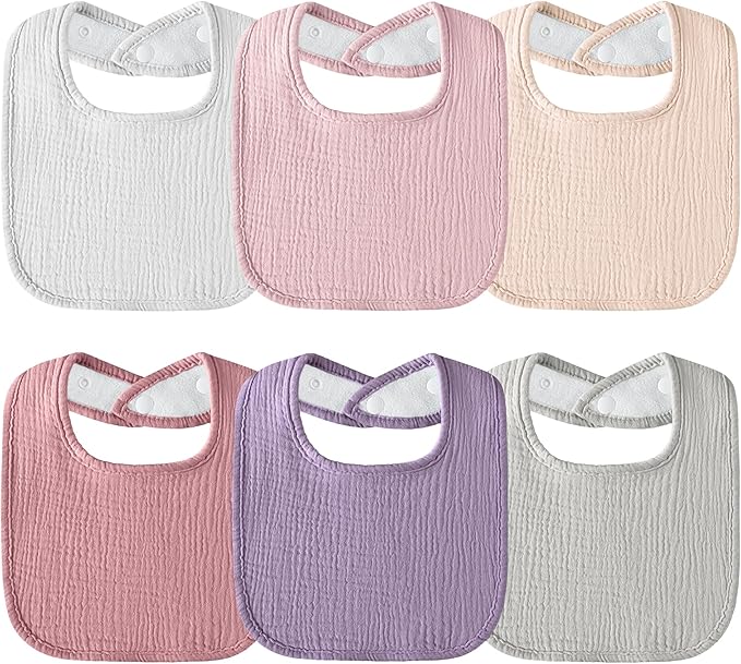 Kewlife gift 6 Stuks Baby Slabbetjes Mousseline katoenen driehoekige halsdoekjes voor baby’s, verstelbaar voor jongens en meisjes.