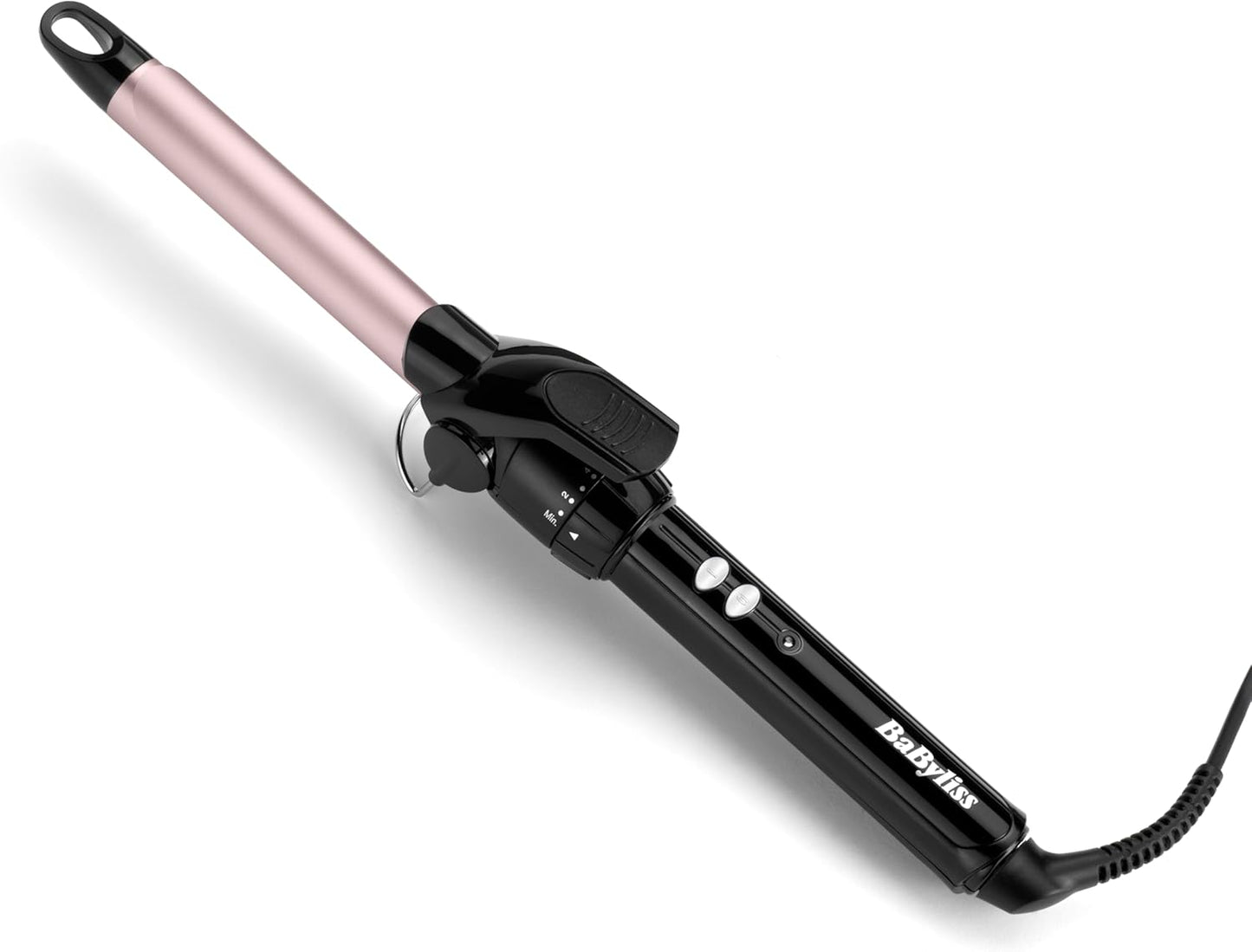 BaByliss 25mm Krultang - Satin Touch Cilinder, 10 Temperatuurinstellingen, Pro Styling Tool met Geïntegreerde Standaard, Zwart & Roze, C325E