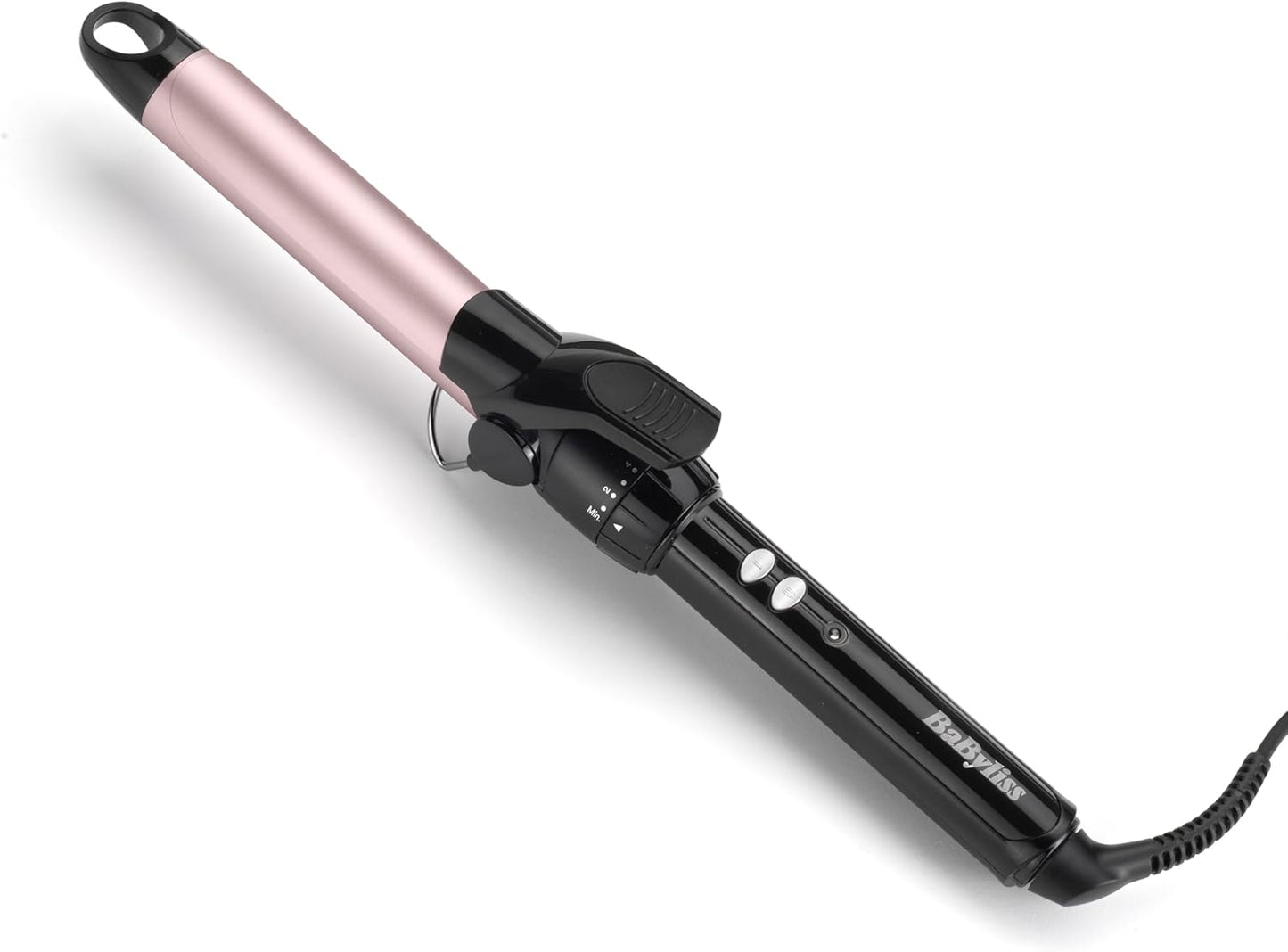 BaByliss 25mm Krultang - Satin Touch Cilinder, 10 Temperatuurinstellingen, Pro Styling Tool met Geïntegreerde Standaard, Zwart & Roze, C325E