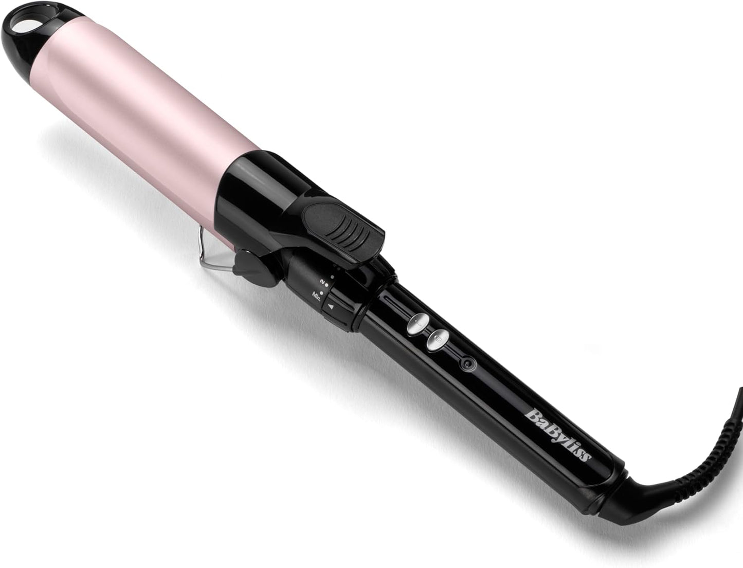 BaByliss 25mm Krultang - Satin Touch Cilinder, 10 Temperatuurinstellingen, Pro Styling Tool met Geïntegreerde Standaard, Zwart & Roze, C325E