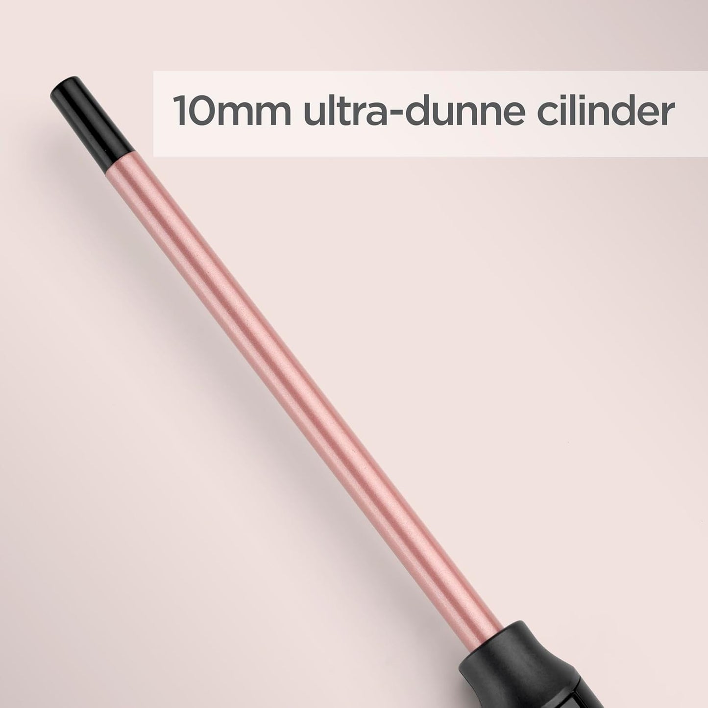 BaByliss 25mm Krultang - Satin Touch Cilinder, 10 Temperatuurinstellingen, Pro Styling Tool met Geïntegreerde Standaard, Zwart & Roze, C325E