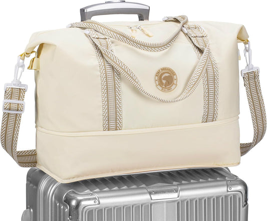 SPAHER Ryanair Handbagage 40x20x25 Handbagage Tas voor Vliegtuig Reistas 20L Uitbreidbare Nylon Handbagage Tas voor Mannen en Vrouwen Weekendtas Zwemtas Reistas Plunjezak Trainingstas Beige