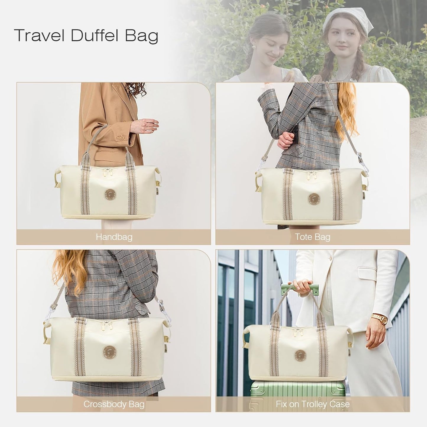 SPAHER Ryanair Handbagage 40x20x25 Handbagage Tas voor Vliegtuig Reistas 20L Uitbreidbare Nylon Handbagage Tas voor Mannen en Vrouwen Weekendtas Zwemtas Reistas Plunjezak Trainingstas Beige