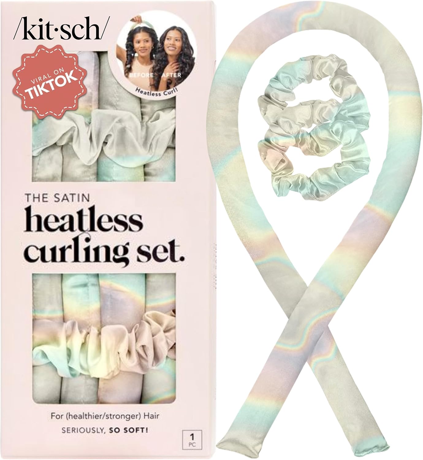 Kitsch Satijnen, hitteloze krulspelden, haarkrulspelden voor kort haar en lang haar, hitteloze krulspelden voor 's nachts, zonder hitte, haarkrulspelden voor hitteloze krullen, haarkrulspelden