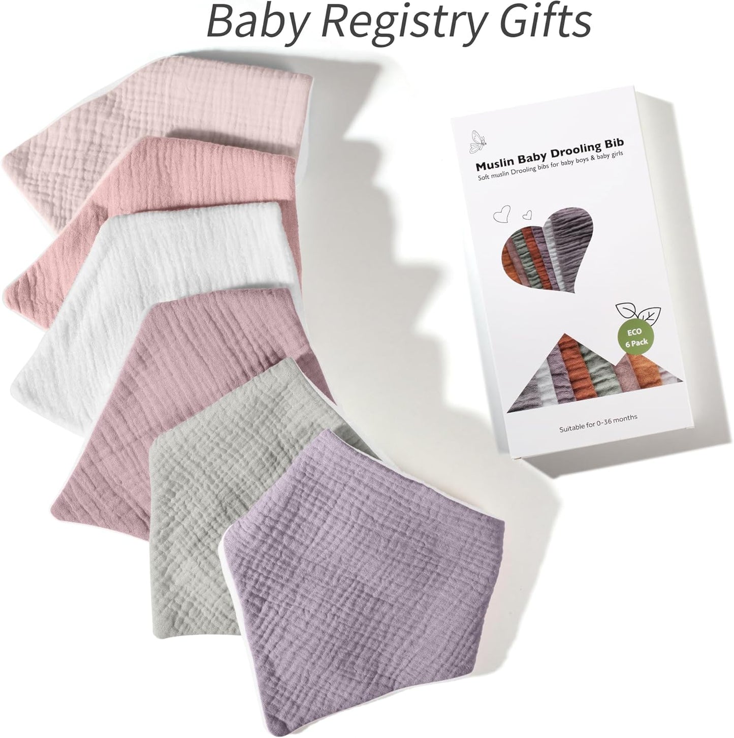 Kewlife gift 6 Stuks Baby Slabbetjes Mousseline katoenen driehoekige halsdoekjes voor baby’s, verstelbaar voor jongens en meisjes.