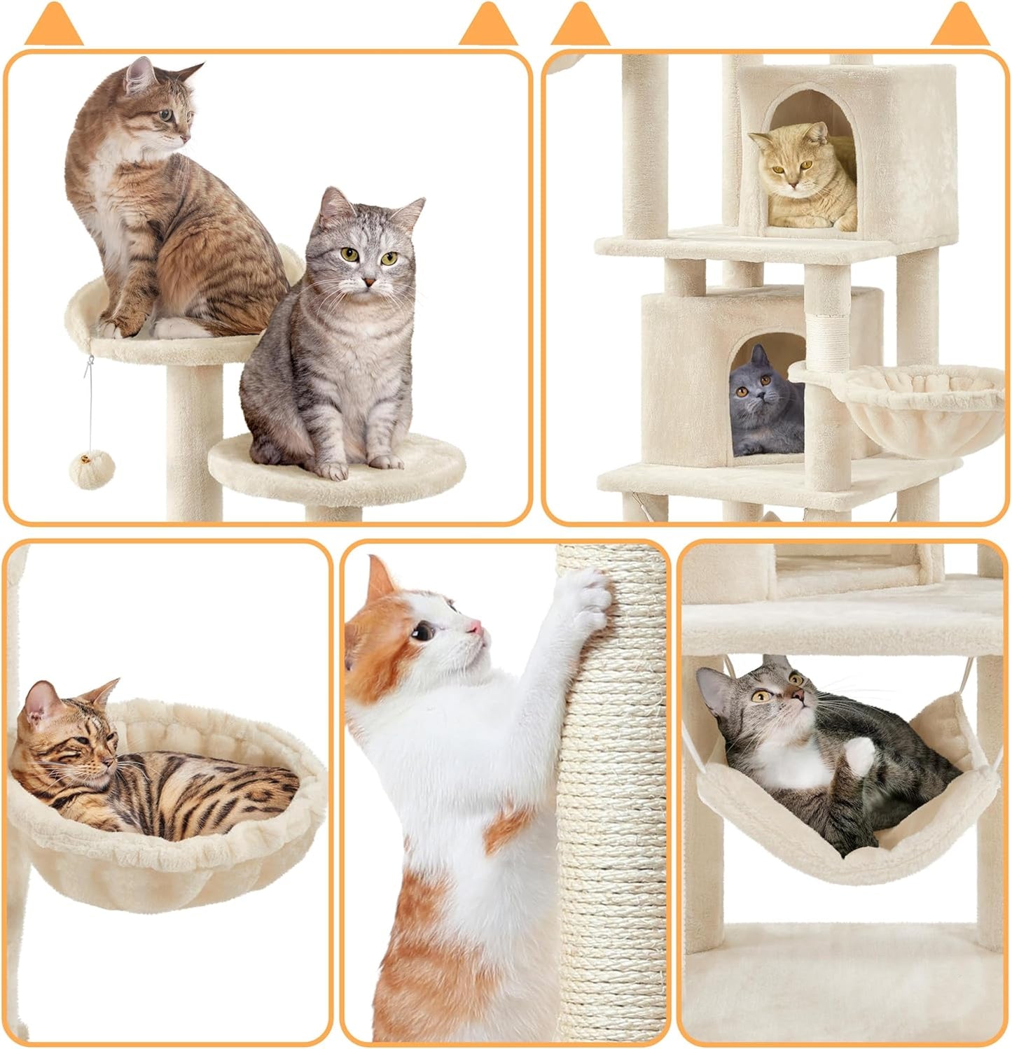 Yaheetech XXL Cat Scratching Post 175 cm Ceiling Height Scratching Post for Large Cats, Stable Climbing Tree with Sisal Scratching Columns, Platforms, Basket, Hammock, Plush Ball, Dark Grey