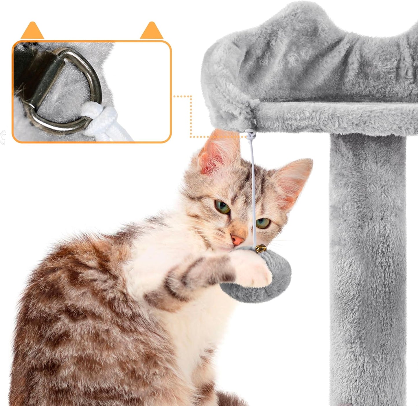 Yaheetech XXL Cat Scratching Post 175 cm Ceiling Height Scratching Post for Large Cats, Stable Climbing Tree with Sisal Scratching Columns, Platforms, Basket, Hammock, Plush Ball, Dark Grey