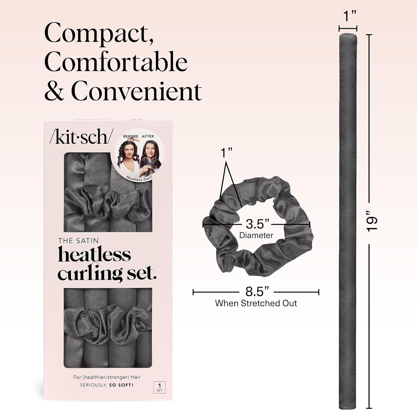 Kitsch Satijnen, hitteloze krulspelden, haarkrulspelden voor kort haar en lang haar, hitteloze krulspelden voor 's nachts, zonder hitte, haarkrulspelden voor hitteloze krullen, haarkrulspelden