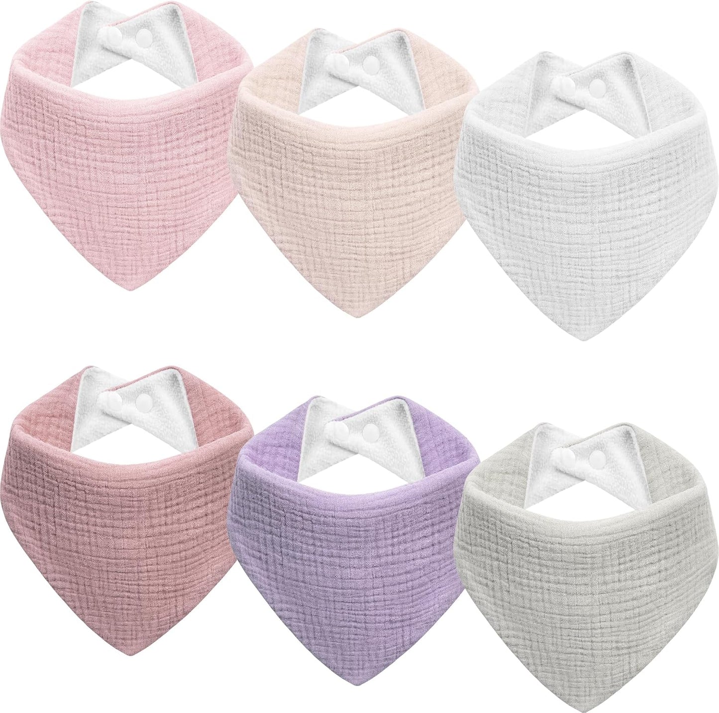Kewlife gift 6 Stuks Baby Slabbetjes Mousseline katoenen driehoekige halsdoekjes voor baby’s, verstelbaar voor jongens en meisjes.