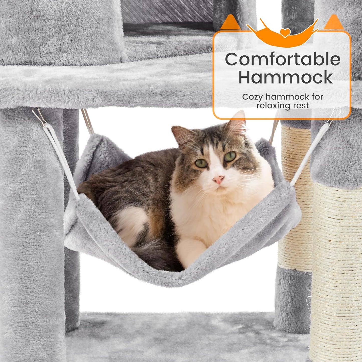 Yaheetech XXL Cat Scratching Post 175 cm Ceiling Height Scratching Post for Large Cats, Stable Climbing Tree with Sisal Scratching Columns, Platforms, Basket, Hammock, Plush Ball, Dark Grey