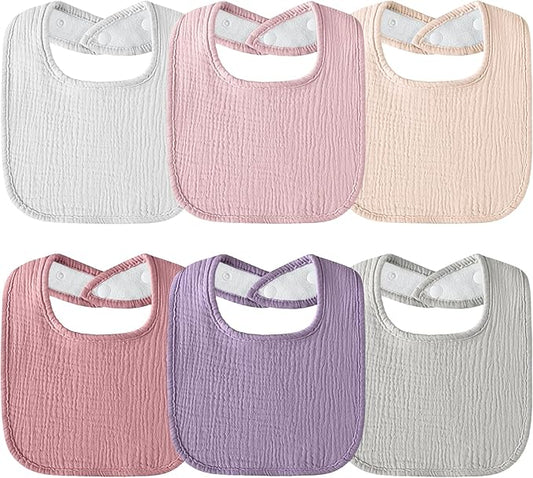 Kewlife gift 6 Stuks Baby Slabbetjes Mousseline katoenen driehoekige halsdoekjes voor baby’s, verstelbaar voor jongens en meisjes.