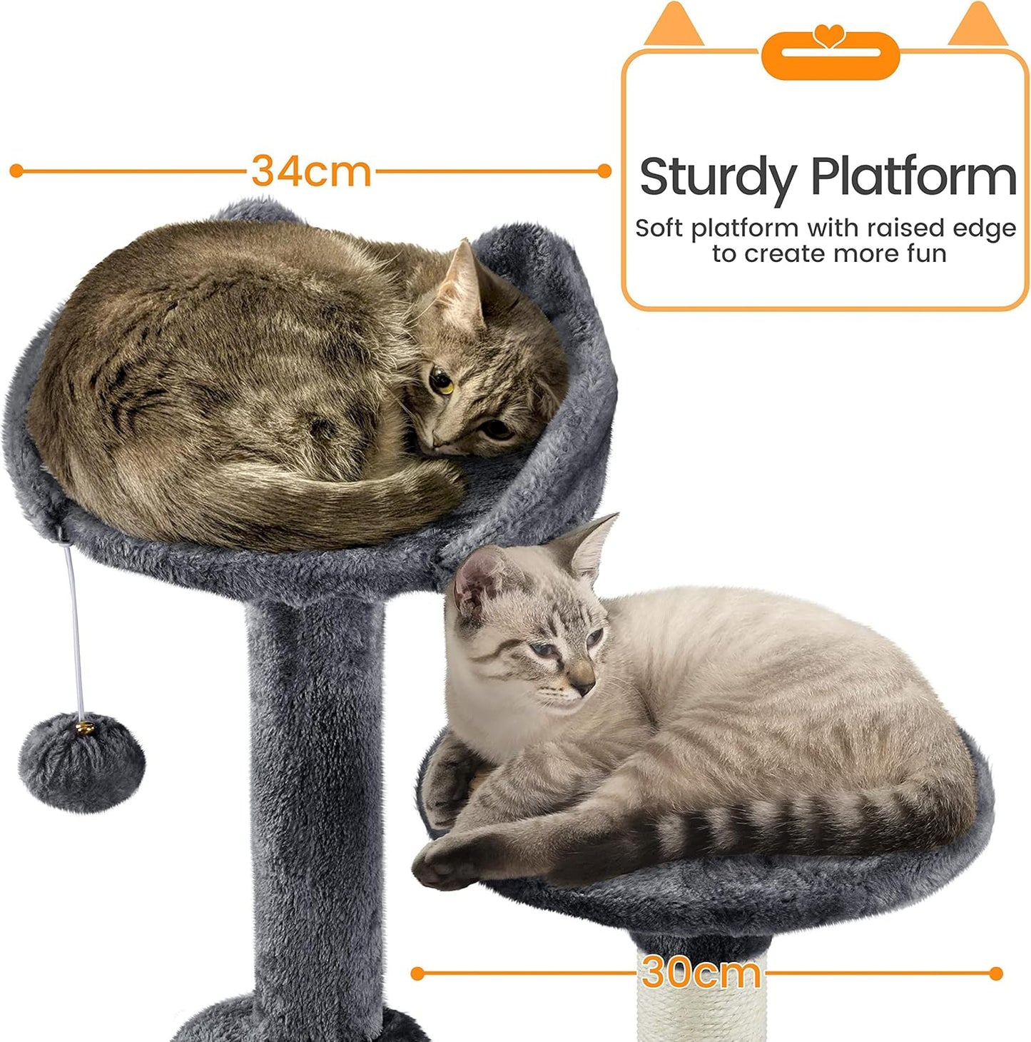 Yaheetech XXL Cat Scratching Post 175 cm Ceiling Height Scratching Post for Large Cats, Stable Climbing Tree with Sisal Scratching Columns, Platforms, Basket, Hammock, Plush Ball, Dark Grey